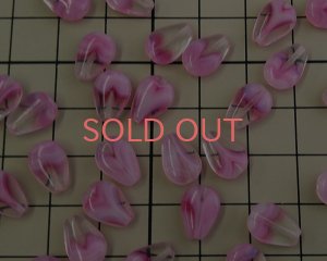 画像2: チェコガラスビーズ/ミニフラットドロップ/クリア×ピンク（6個）