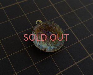 画像4: ヴィンテージ/ガラスストーン/テクスチャードラウンド/約18mm