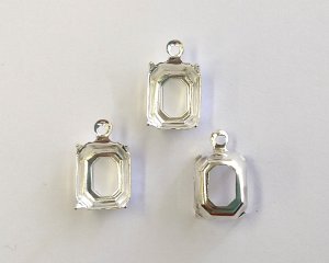 画像1: 10×8mm用/ブラスセッティング/オープンバック/シルバー(1個)