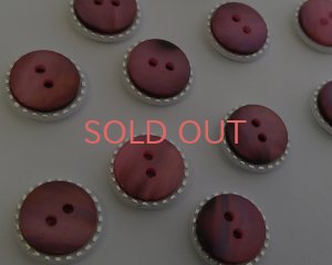 画像1: デッドストック/日本/プラスチックボタン/シルバーステッチ/ローズマーブル(1個)