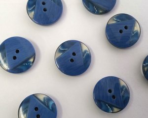 画像1: デッドストック/日本/プラスチックボタン/ラメライン/ブルー/18mm(1個)