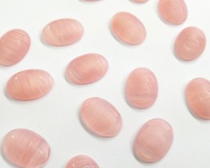 画像1: ヴィンテージ/ドイツ/ガラス/ピンクストライプ/18×13mm(1個)