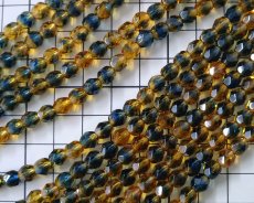 画像2: チェコガラスビーズ/ファイアポリッシュ/6mm/トパーズ×モンタナ(10個） (2)