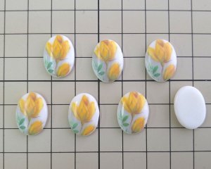 画像2: ヴィンテージ/ドイツ/ガラスカボション/ローズバド/約18×13mm(1個）