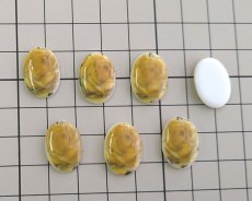 画像2: ヴィンテージ/ドイツ/ガラスカボション/イエローローズ/約18×13mm(1個） (2)