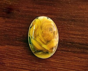 画像1: ヴィンテージ/ドイツ/ガラスカボション/イエローローズ/約18×13mm(1個）