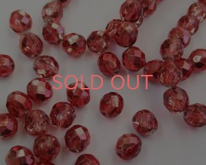 画像1: チェコガラスビーズ/ファイアポリッシュ/8mm/ハーフメタルコート/ライトシャムレッド(6個）