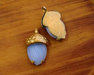 画像3:  セット済/ヴィンテージガラス/blue acorn(1個)