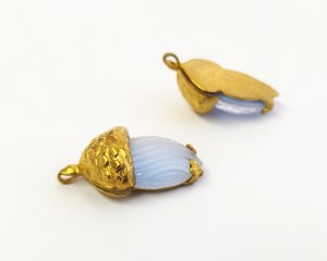 画像2:  セット済/ヴィンテージガラス/blue acorn(1個)