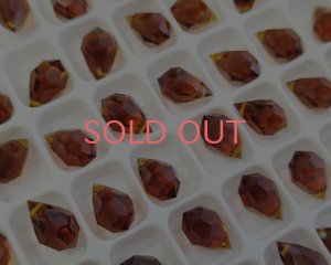 画像1: デッドストック/チェコ/マシンカットガラスドロップ/ブラウン(2個)