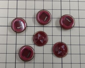 画像2: デッドストック/日本/プラスチックボタン/ダークレッド×シルバー/18mm(1個)