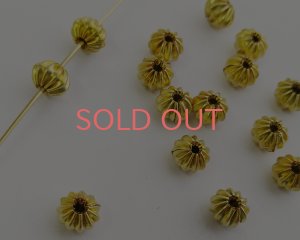 画像1: メッキなし真鍮/ビーズ/リブパンプキン（2個）