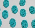 ヴィンテージ/日本/プラスチック/フローラルオーバル/ターコイズ/約18×13mm/(1個)