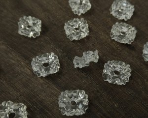 画像1: ヴィンテージ/ドイツ/プラスチック/フラワーロンデル/クリア(2個)