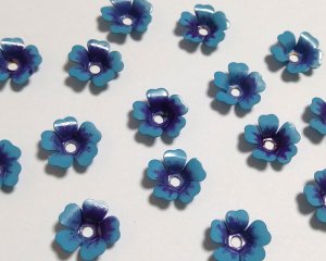 画像1: ヴィンテージ/エナメル加工メタルフラワーパーツ/５弁花(1個)