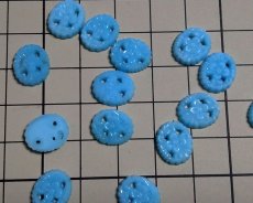 画像2: ヴィンテージ/日本/ガラス/フローラルオーバル/ターコイズ/約12×10mm（1個） (2)