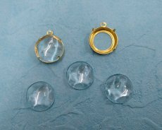 画像4: ガラスカボション/中国/ウェーブラウンド/約18mm(2個) (4)