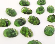 画像1: ヴィンテージ/ドイツ/ロックガラス/約14×10mm/グリーン(1個) (1)