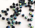 チェコガラスビーズ/バイコン/ジェットブラックオーロラ/6mm(10個)