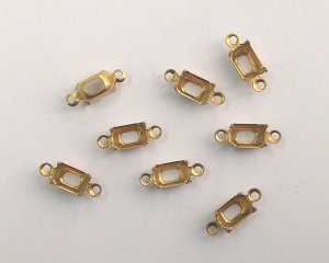 画像1: 6×4mmオクタゴン用ブラスセッティング/オープンバック/2リング(1個)