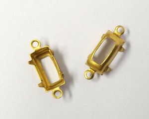 画像1: 10×5mmバゲット用ブラスセッティング/オープンバック/2リング(1個)