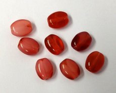 画像3: チェコガラスビーズ/フラットオーバル/レッドホワイト/約8×6mm(4個) (3)