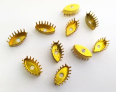 画像1: ヴィンテージ/15×7mmストーン用/ブラス/ティファニーセッティング/底面ホール(1個) (1)