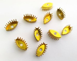 画像1: ヴィンテージ/15×7mmストーン用/ブラス/ティファニーセッティング/底面ホール(1個)