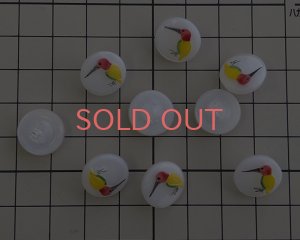 画像2: ヴィンテージ/チェコ/ガラスボタン/キツツキ/イエロー/約14mm(1個）
