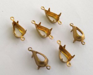 画像1: 13×8mm用/ブラスセッティング/オープンバック/2リング(1個)