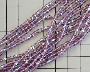 画像2: チェコガラスビーズ/ファイアポリッシュラウンド/アメシストオーロラ/3mm(20個)