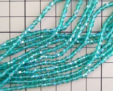 画像2: チェコガラスビーズ/ファイアポリッシュラウンド/エメラルドオーロラ/3mm(20個) (2)