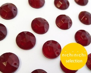 画像1: ns212/ヴィンテージ/ドイツ/ソウオンガラス/ローズカットラウンド/シャムレッド