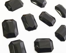 画像1: ヴィンテージ/ドイツ/プラスチックカボション/オクタゴンブラック/約18×13m(1個） (1)
