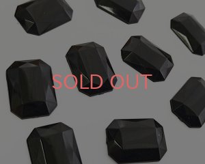 画像1: ヴィンテージ/ドイツ/プラスチックカボション/オクタゴンブラック/約18×13m(1個）