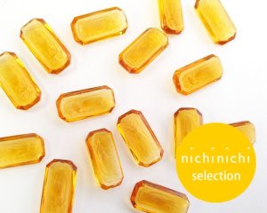 画像1: ns219/ヴィンテージ/ドイツ/ガラスストーンレリーフ/オクタゴン/トパーズ/約16×8mm(1個)