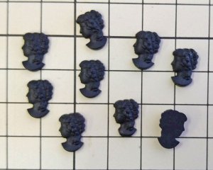 画像2: ns233/ヴィンテージ/ドイツ/ガラスカボション/カメオパーツK/ブラック/約12×8mm（1個）
