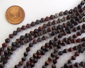 画像2: チェコガラスビーズ/バイコン/レッドブラウンブラックマーブル/6mm(20個)