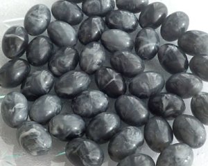 画像1: デッドストック/日本/プラスチック/グレイオーバル/約15×10mm(8個）