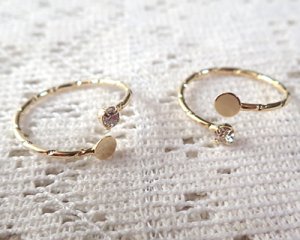 画像1: リングパーツ/3mmストーン+4mm平皿/K16GPメッキ(1個)