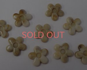 画像1: アクリルカボション/フラワー/ミルクティマーブル（1個）