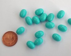 画像2: デッドストック/日本/プラスチック/ターコイズオーバル/約15×10mm(8個） (2)