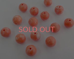 画像1: デッドストック/日本/プラスチック/ピーチマーブル/約11mm(4個）