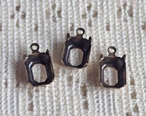 画像1: 10×8mm用/ブラスセッティング/オープンバック/オクタゴン/金古美(1個)