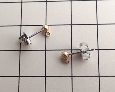画像2: メッキなし真鍮/ステンレスポストピアス/縦カン（１ペア） (2)