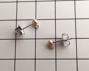 画像2: メッキなし真鍮/ステンレスポストピアス/縦カン（１ペア）