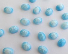画像1: ヴィンテージ/ドイツ/ガラス/オーバル/スター/ライトブルー/約8×6mm(1個) (1)