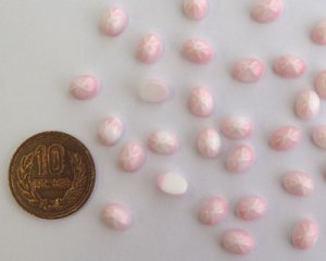 画像2: ヴィンテージ/ドイツ/ガラス/オーバル/スター/ピンク/約8×6mm(1個)