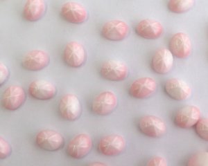画像1: ヴィンテージ/ドイツ/ガラス/オーバル/スター/ピンク/約8×6mm(1個)