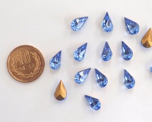 画像2: ヴィンテージ/チェコ/ライトサファイア/ドロップ/13×8mm(2個)